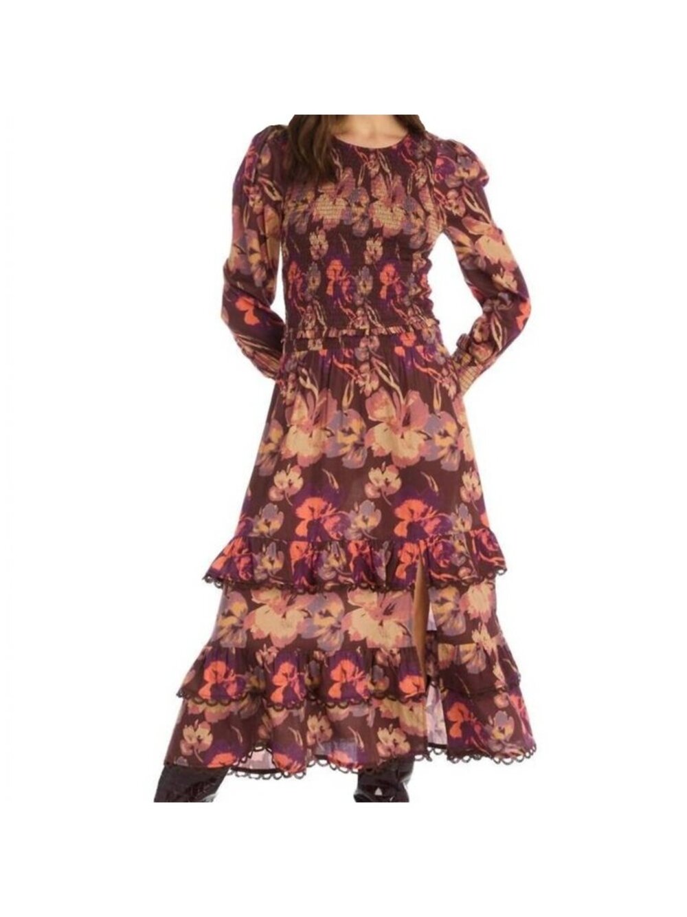 Allison New York Tessa Top Brown Floral Size Medium New TOP ONLY